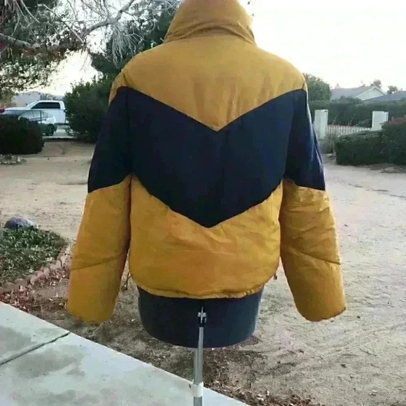 Love tree mustard dark blue puffer jacket small - Picture 3 of 6
